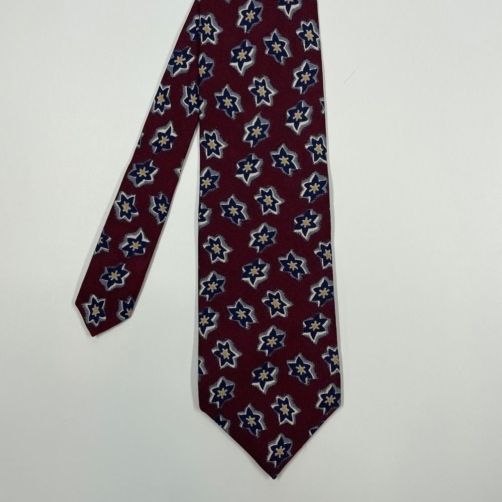 Ferrell Reed Burgundy Star Geometric Silk Necktie Mens OS
